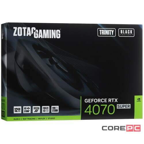 Видеокарта ZOTAC (ZT-D40720D-10P) GeForce RTX 4070 SUPER 12GB TRINITY BLACK ED