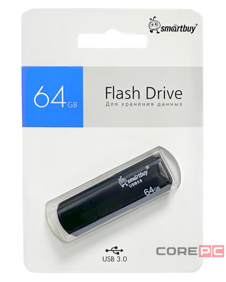 3.1 USB флеш накопитель SmartBuy 64GB CLUE Black (SB64GBCLU-K3)