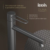 Смеситель для раковины Iddis DUNGM01i01, рычажное управление, цвет графит матовый
