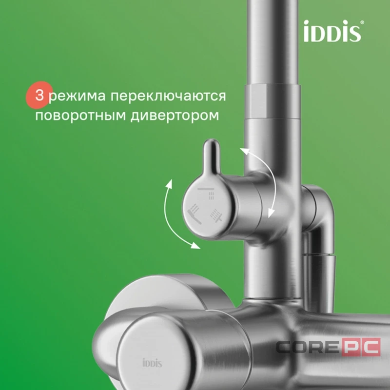 Душевая система Iddis 35к AIGBC3Fi06 Эйгер (Aiger) лейка тропический душ, хром матовый
