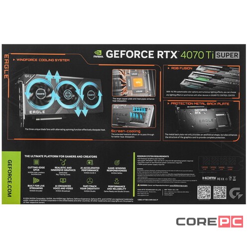 Видеокарта Gigabyte (GV-N407TSEAGLE OC-16GD) GeForce RTX 4070 Ti SUPER 16GB EAGLE OC