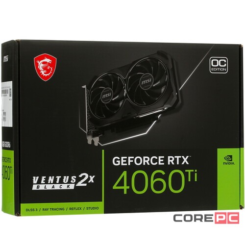 Видеокарта MSI (RTX 4060 Ti VENTUS 2X BLACK 8G OC) GeForce RTX 4060 Ti 8GB VENTUS 2X BLACK OC