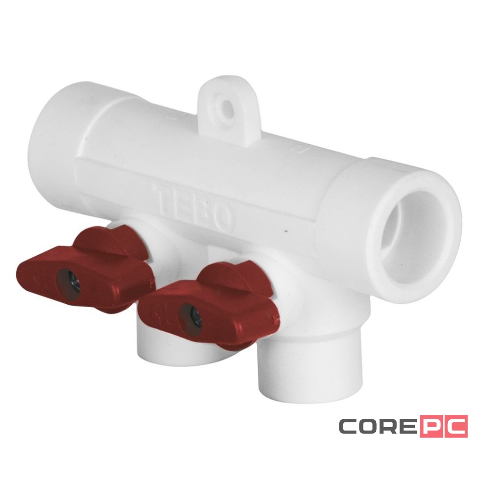Коллектор TEBO бел. PP-R 32x20x3 вых. красн. (3/18), арт. 030091211