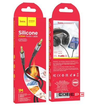 Кабель Hoco UPA22 AUX Audio cable (3.5mm) на (3.5mm) 100см силиконовый (черный)
