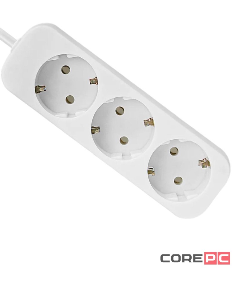 Сетевой фильтр Defender E318, 10А, 2200 Вт, 3 розетки, длина 1,8 м, белый