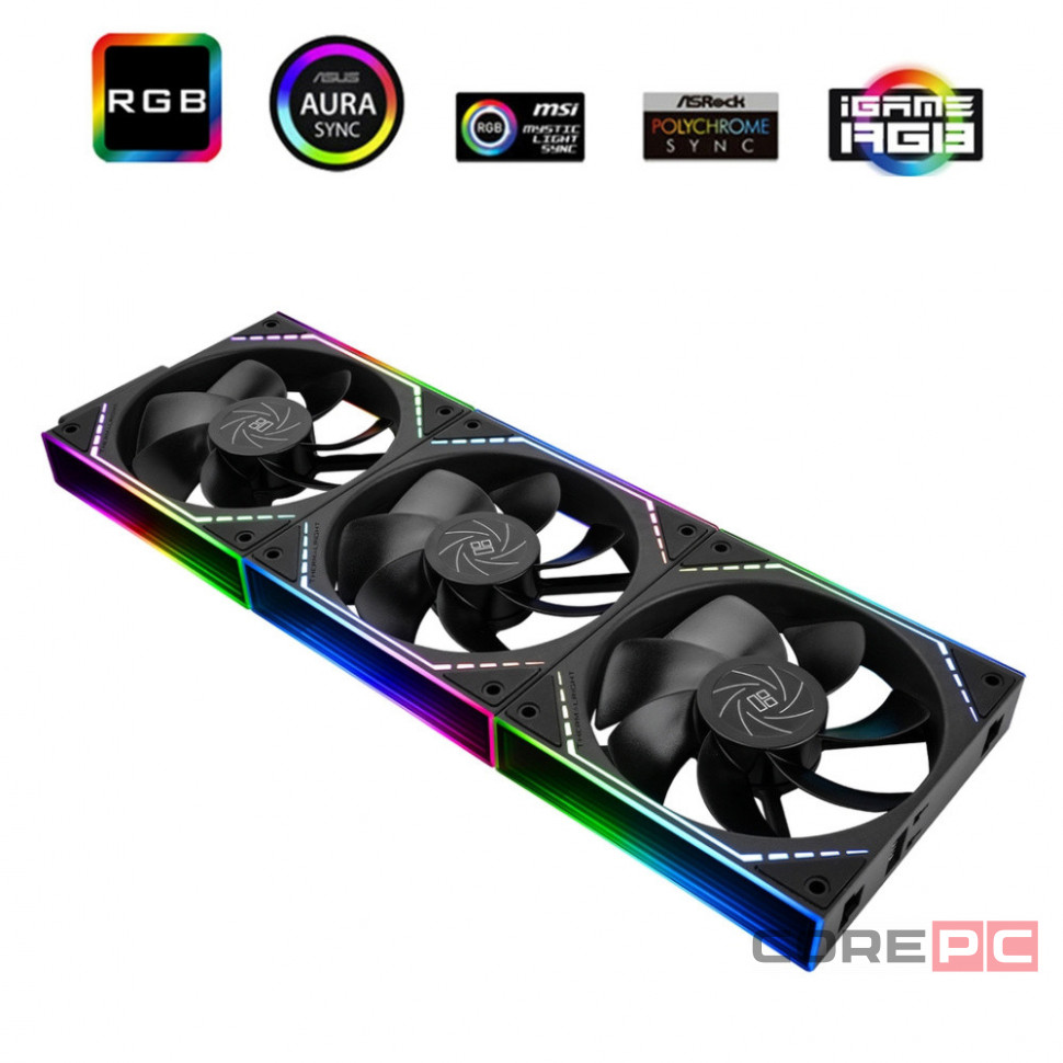 Комплект вентиляторов для корпуса Thermalright TL-M12QR X3 Reverse ARGB Black (TRTLM12QRX3.3P)
