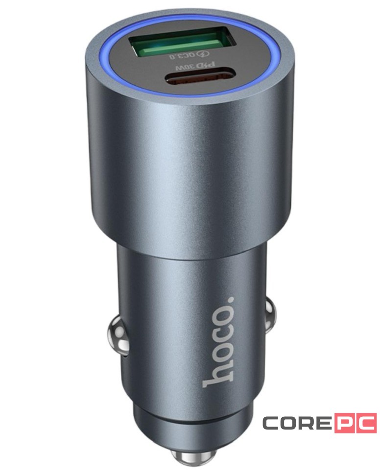 Автомобильное заряд. устр. Hoco Z60 1USB/1C 48W серый
