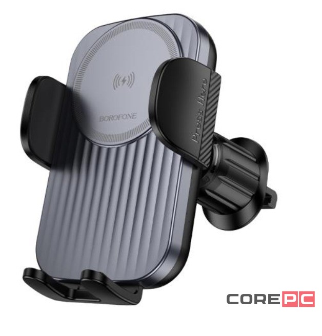 Держатель c беспроводной зарядкой в воздуховод Borofone BH221 15W с зажимом черный