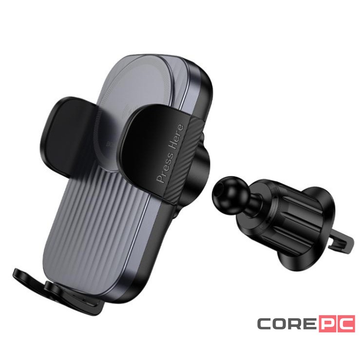 Держатель c беспроводной зарядкой в воздуховод Borofone BH221 15W с зажимом черный