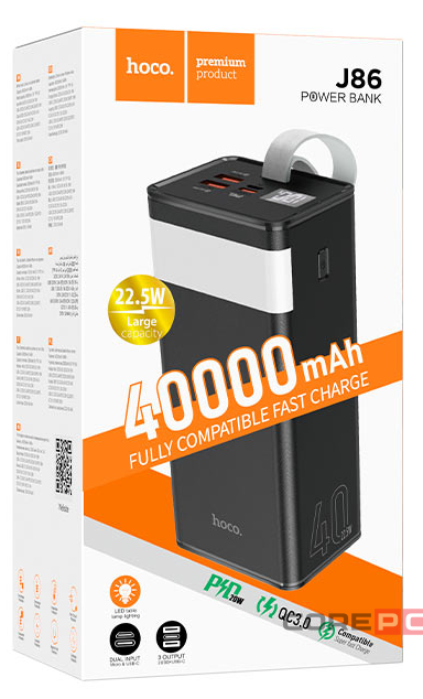 Powerbank Hoco J86 40000mAh 22.5W 2USB/Type-C/Micro с дисплеем черный