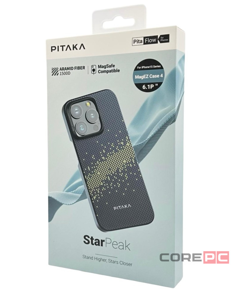 Накладка для i-Phone 15 Pro 6.1" Pitaka Magez Case 4 Aramid Fiber Milky Way