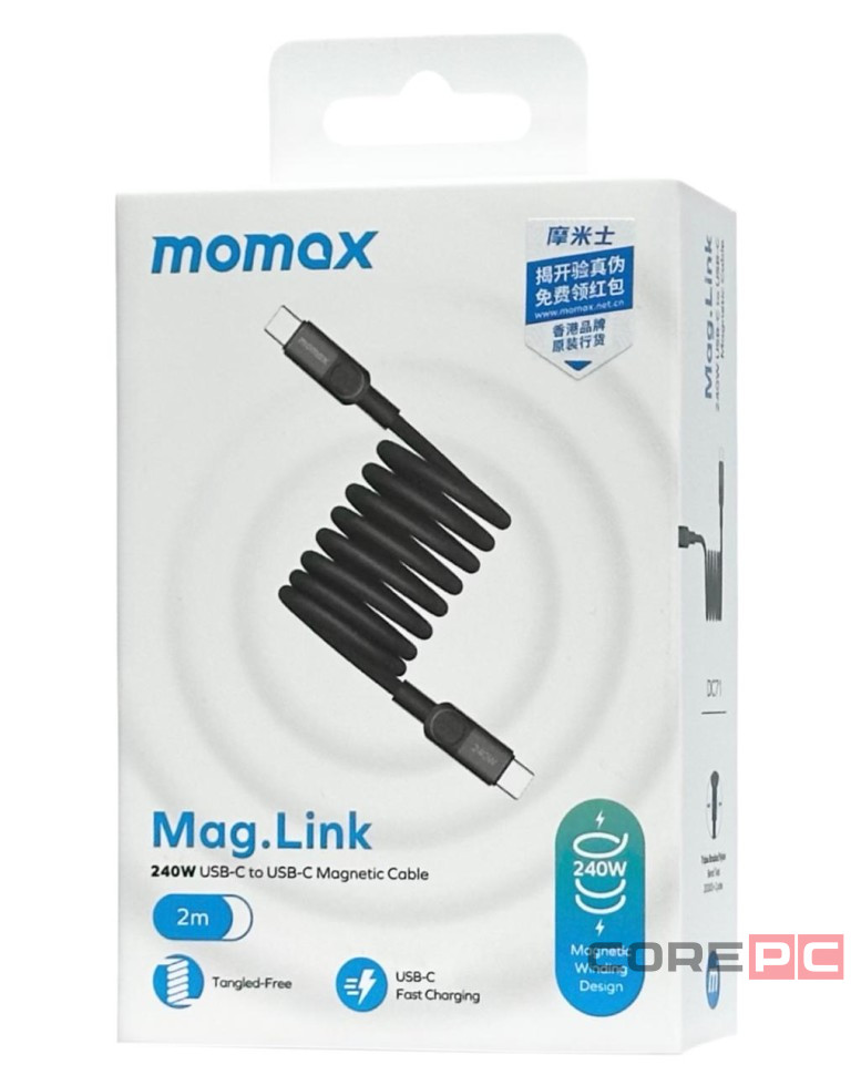 Usb Кабель-зарядка Type-C на Type-C Momax Mag.Link 240W DC71D 2м черный