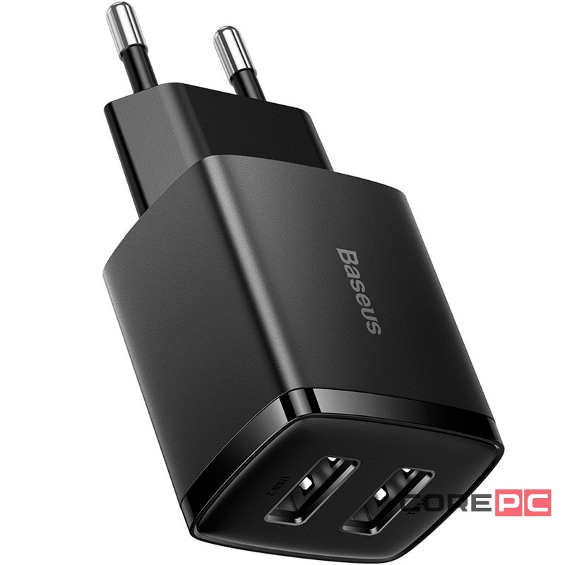 Сетевое зар. устр. Baseus Compact 10.5W 2USB (CCXJ010201) черное