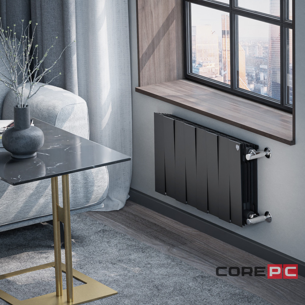 Радиатор биметаллический Royal Thermo PianoForte 300 Чёрный - 8 секц.