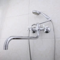 Смеситель для ванны и раковины Frap F2618, вентильное управление, цвет хром/белый