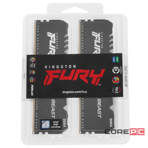 Оперативная память 16 Gb 3733 MHz Kingston FURY BEAST RGB Black (KF437C19BBAK2/16)