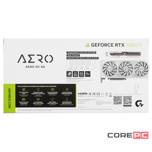 Видеокарта Gigabyte (GV-N406TAERO OC-8GD) GeForce RTX 4060 Ti 8GB AERO OC