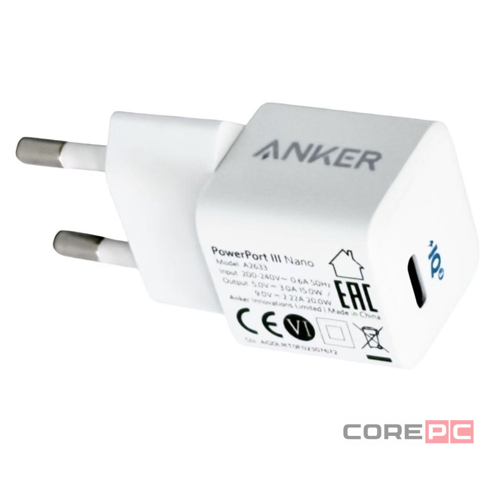 Сетевое зар. устр. Anker A2633G22 1C 20W белое