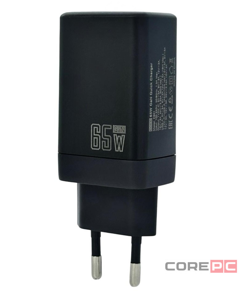 Сетевое зарядное устройство EOFE E601 1C/1USB 65W черное