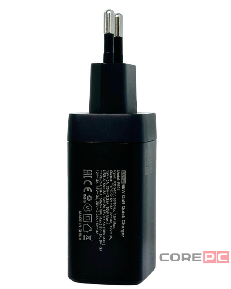 Сетевое зарядное устройство EOFE E601 1C/1USB 65W черное