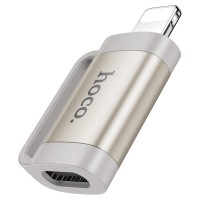 Переходник Hoco UA31B Lightning (папа) на Type-C (мама) серый