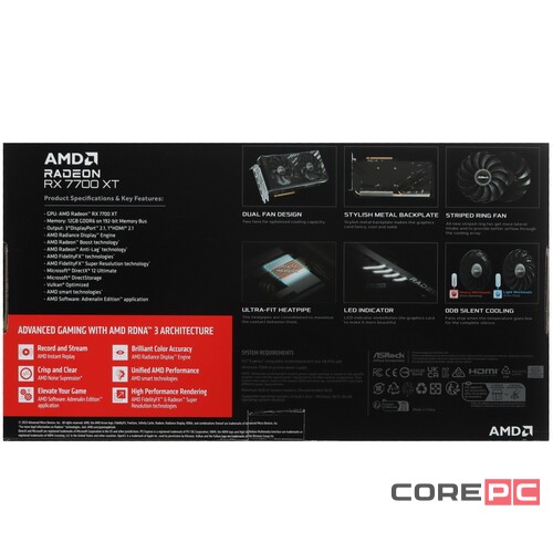 Видеокарта ASRock (RX7700XT CL 12GO) Radeon RX 7700 XT 12GB Challenger OC