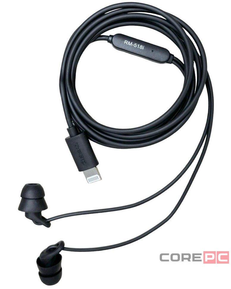Наушники с микрофоном Remax wired sleep earphones RM-518i Lightning чёрные
