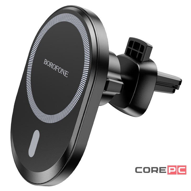 Держатель c беспроводной зарядкой в воздуховод Borofone BH201 15W магнитный черный