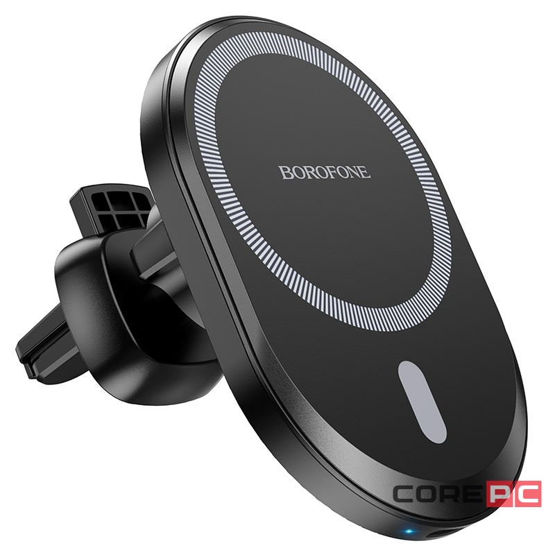 Держатель c беспроводной зарядкой в воздуховод Borofone BH201 15W магнитный черный