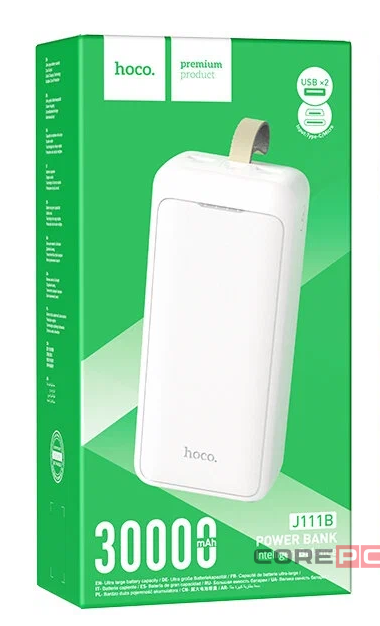 Powerbank Hoco J111B 30000mAh 2USB+Micro+Type-C белый