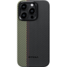 Накладка для i-Phone 15 Pro 6.1" Pitaka Magez Case 4 Aramid Fiber 600D черно-зеленый