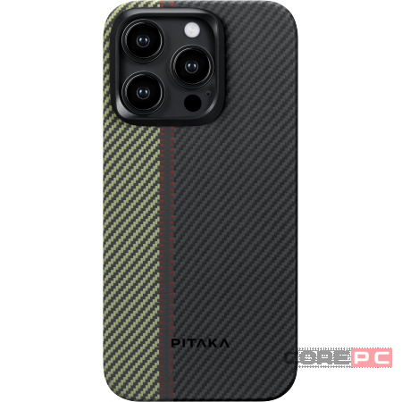 Накладка для i-Phone 15 Pro 6.1" Pitaka Magez Case 4 Aramid Fiber 600D черно-зеленый