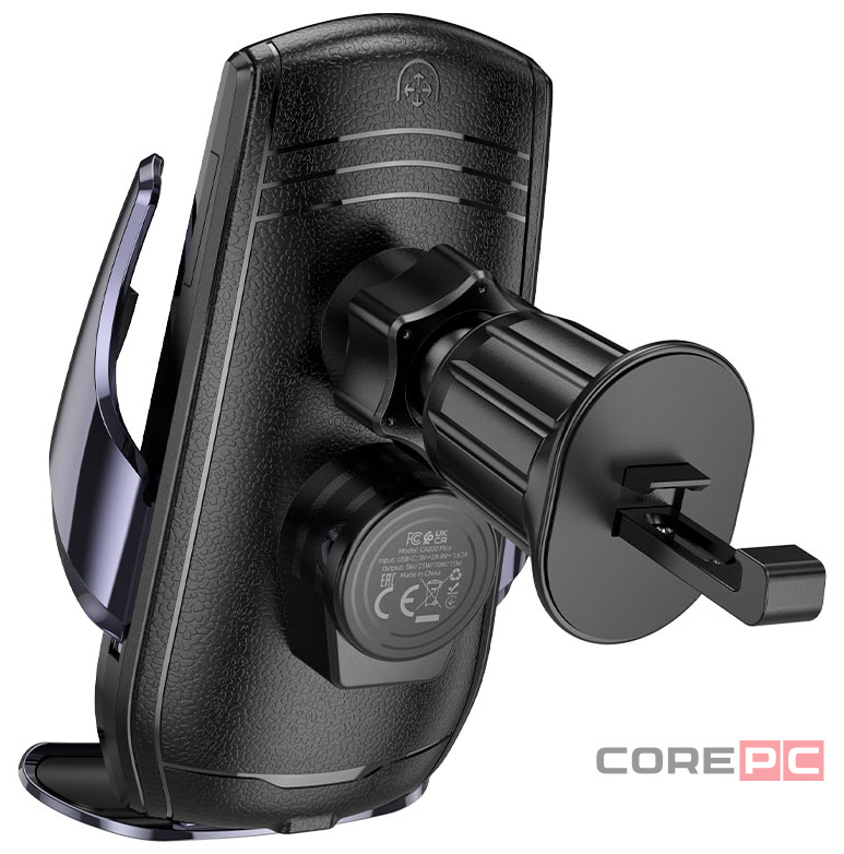 Держатель c беспроводной зарядкой в воздуховод Hoco CA202 Plus 15W черный