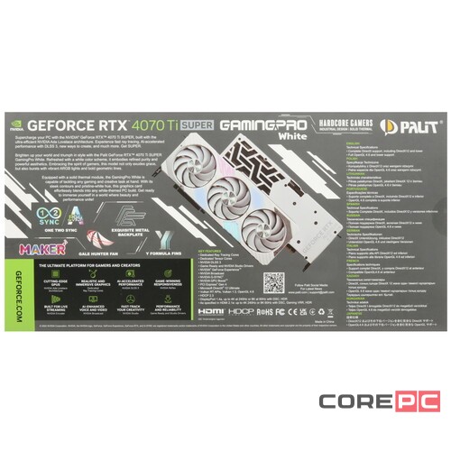 Видеокарта Palit (NED47TST19T2-1043W) GeForce RTX 4070 Ti SUPER 16GB GAMINGPRO White OC