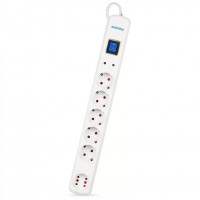 Сетевой фильтр Smartbuy, 16А, 3500 Вт, 6 гнезд, с з/ш, земля, ПВС, 5 м, белый (SBSP-50W-Pro)