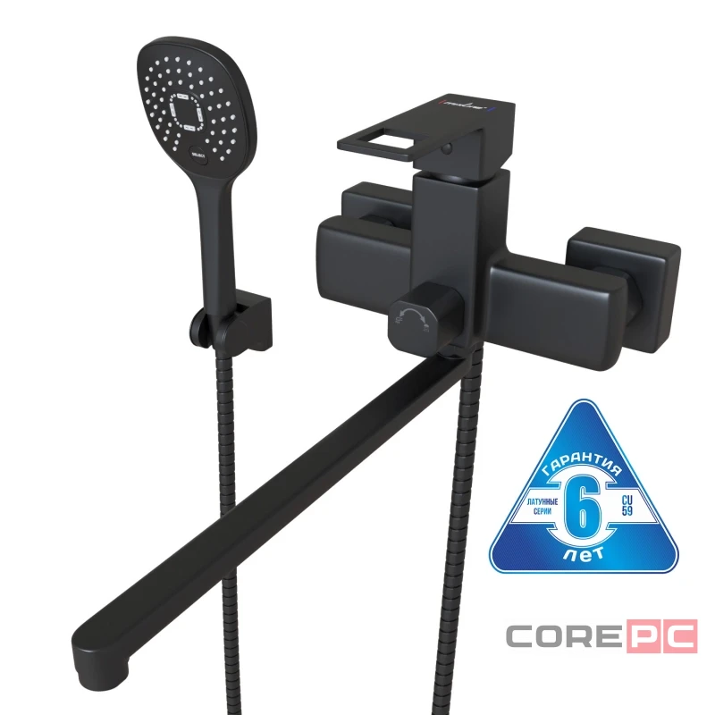 Смеситель для ванны и раковины MIXLINE МЛ34-02/ML34-02, рычажное управление, цвет черный