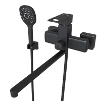 Смеситель для ванны и раковины MIXLINE МЛ34-02/ML34-02, рычажное управление, цвет черный