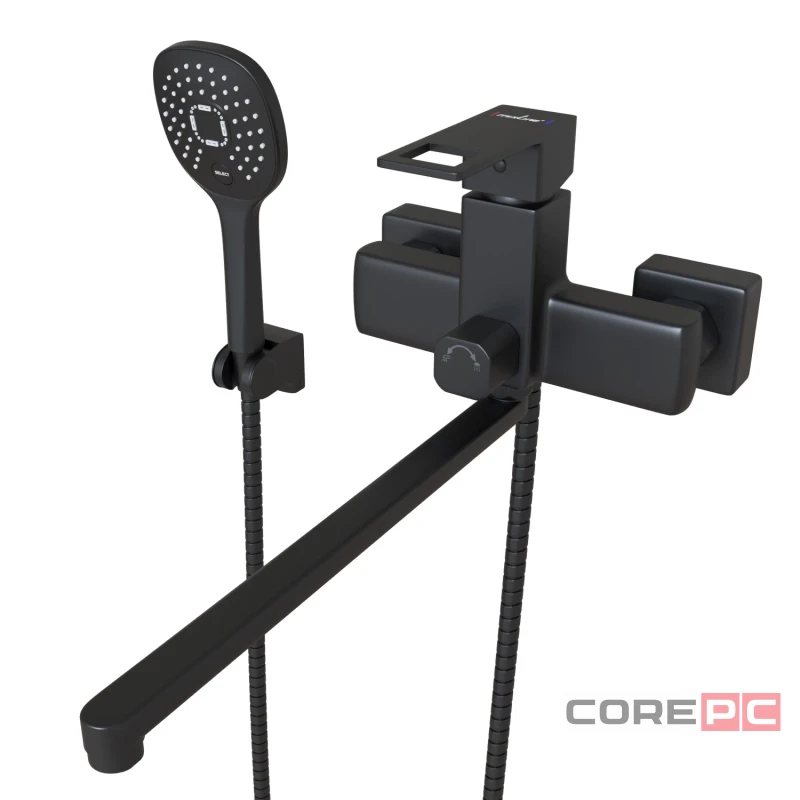 Смеситель для ванны и раковины MIXLINE МЛ34-02/ML34-02, рычажное управление, цвет черный