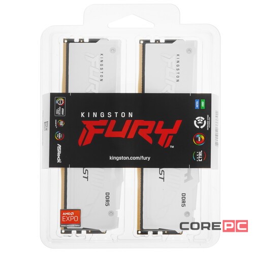Оперативная память 64 Gb 5600 MHz Kingston FURY Beast AMD RGB White (KF556C36BWEAK2-64)
