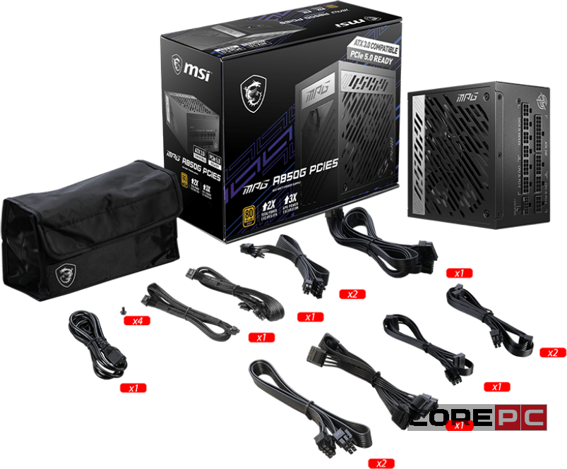 Блок питания MSI 850W MPG A850G 306-7ZP7B11-CE0 16 Pin (PCIe 5.0 Connector Cable Details)