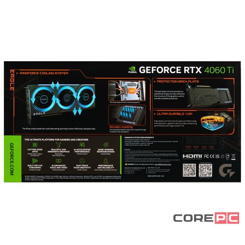 Видеокарта Gigabyte (GV-N406TEAGLE OC-8GD) GeForce RTX 4060 Ti 8GB EAGLE OC