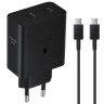Сетевое зар. устр. для Samsung 50W 2C с кабелем T-C - T-C в упаковке черное (High copy)