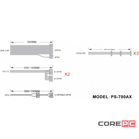 Блок питания 1STPLAYER 700W DK PREMIUM Black (PS-700AX)