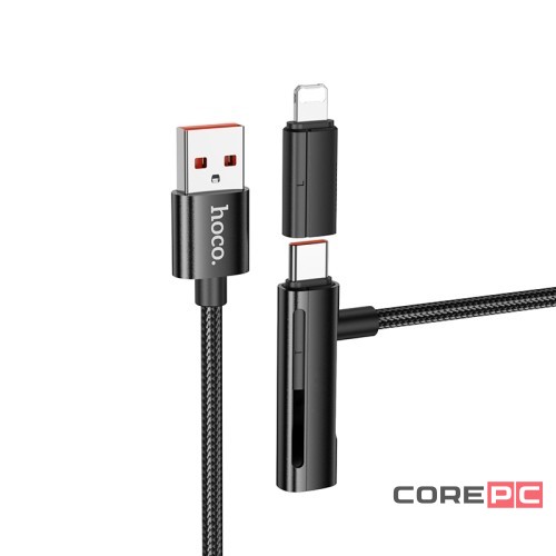 Usb Кабель-зарядка USB на Type-C+ Lightning Hoco U135 1M чёрный