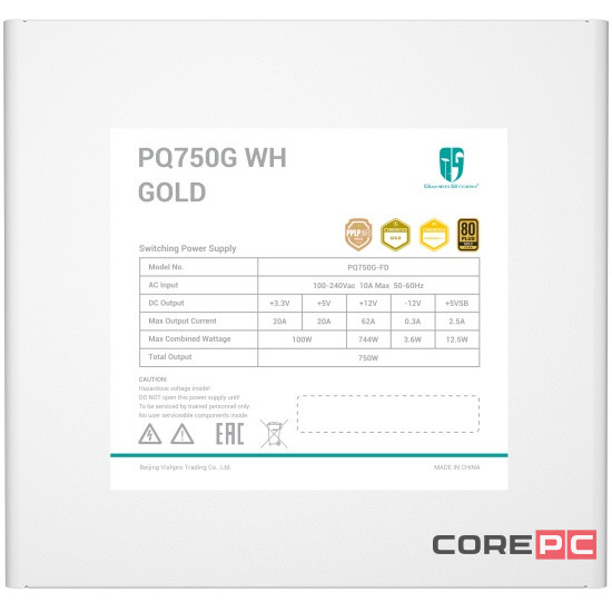 Блок питания Deepcool 750W GAMERSTORM PQ750G WH 16 Pin (PCIe 5.0 Connector Cable Details)