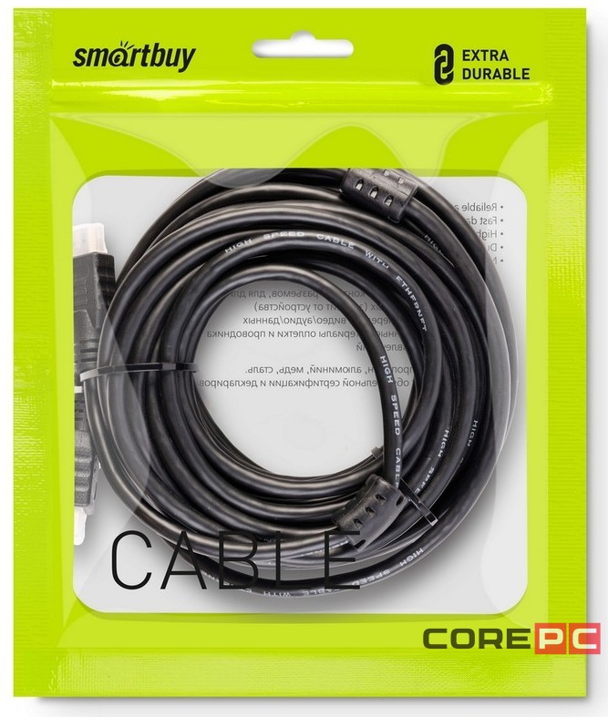 АудиоВидео кабель Smartbuy HDMI - HDMI ver.2.0 A-M/A-M, 2 фильтра, 10 м (K-352-100-2)/10