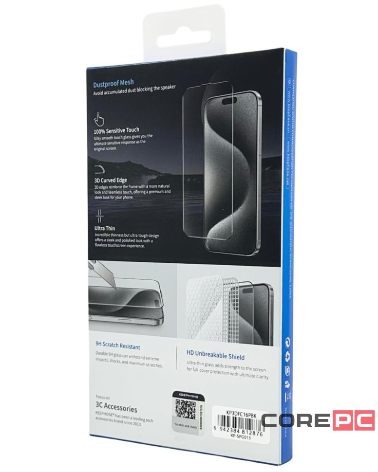 Защитное стекло i-Phone 16 Pro Keephone 3D Full прозрачное