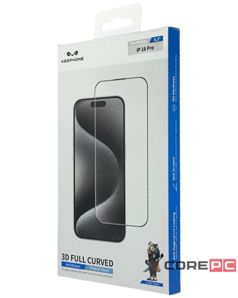 Защитное стекло i-Phone 16 Pro Keephone 3D Full прозрачное