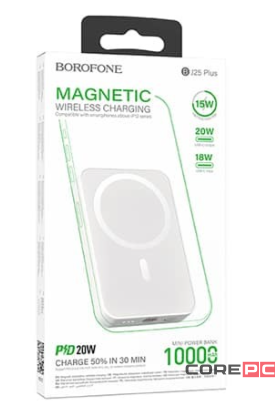 Powerbank магнитный с MagSafe Borofone BJ25 Plus 10000mAh Type-C белый
