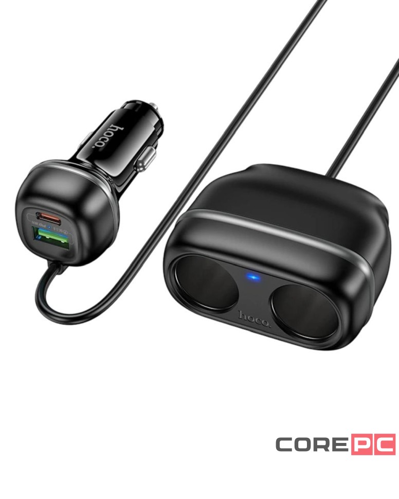 Автомобильное заряд. устр. Hoco Z59 240w 1USB/1T-C/2-12V чёрный